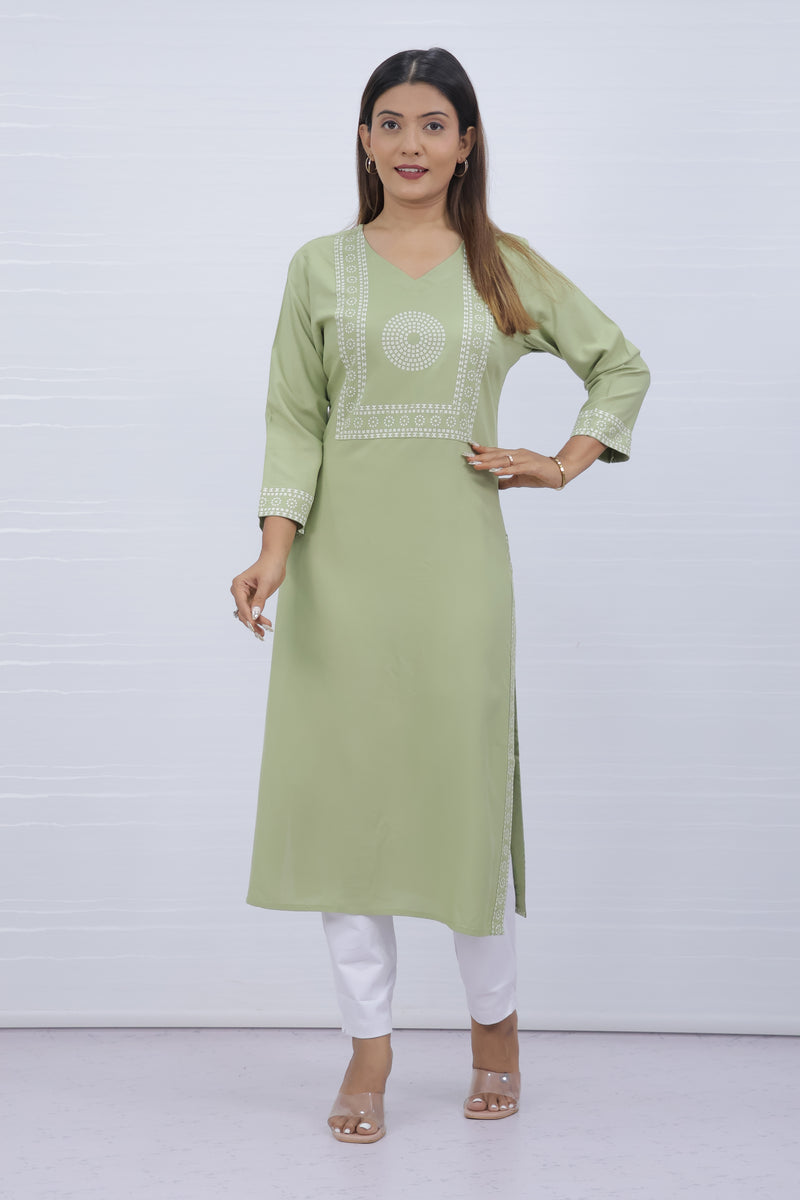 Yami Pista Viscose Rayon Kurti