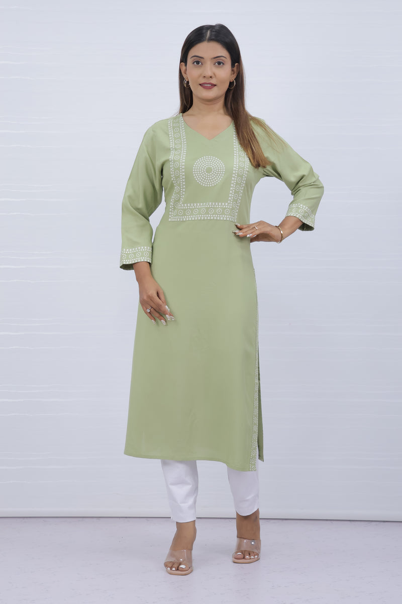 Yami Pista Viscose Rayon Kurti