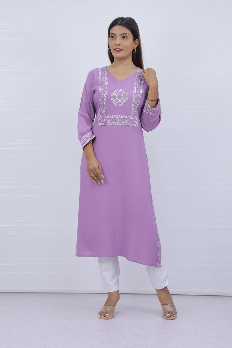 Yami Pink Viscose Rayon Kurti