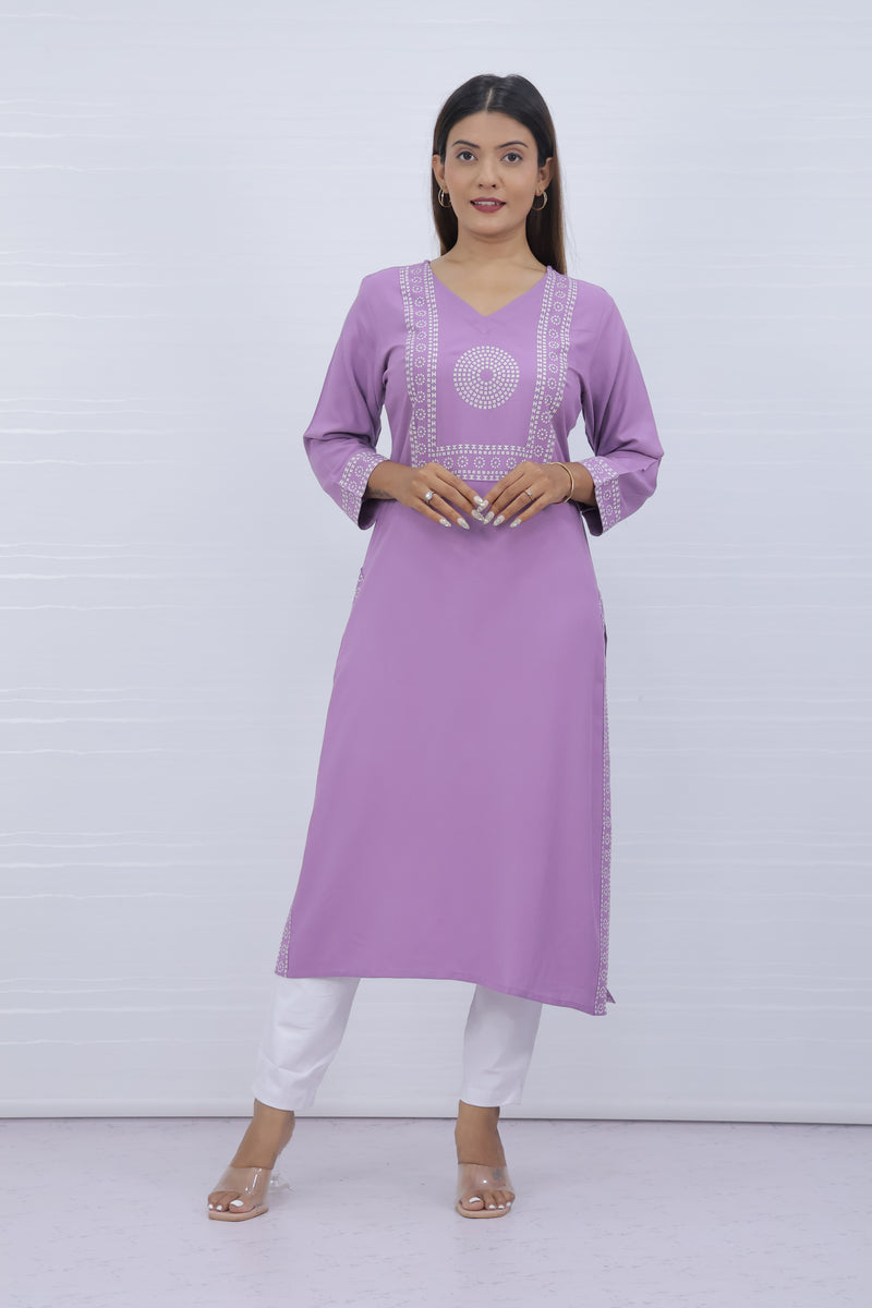 Yami Pink Viscose Rayon Kurti