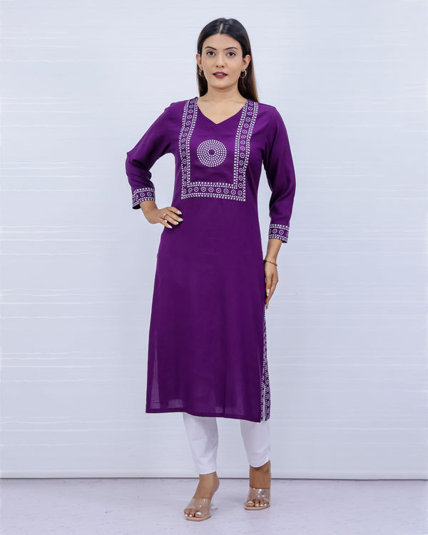 Yami Purple Viscose Rayon Kurti