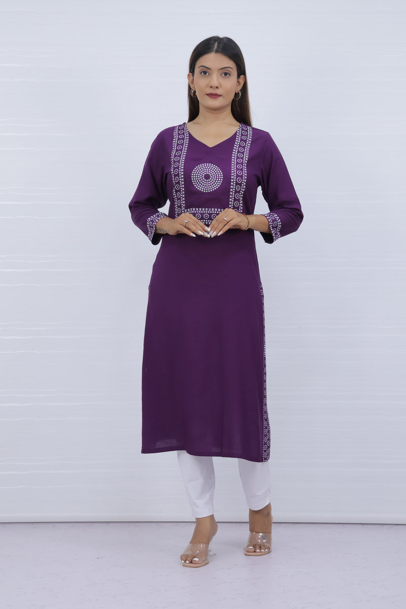 Yami Purple Viscose Rayon Kurti