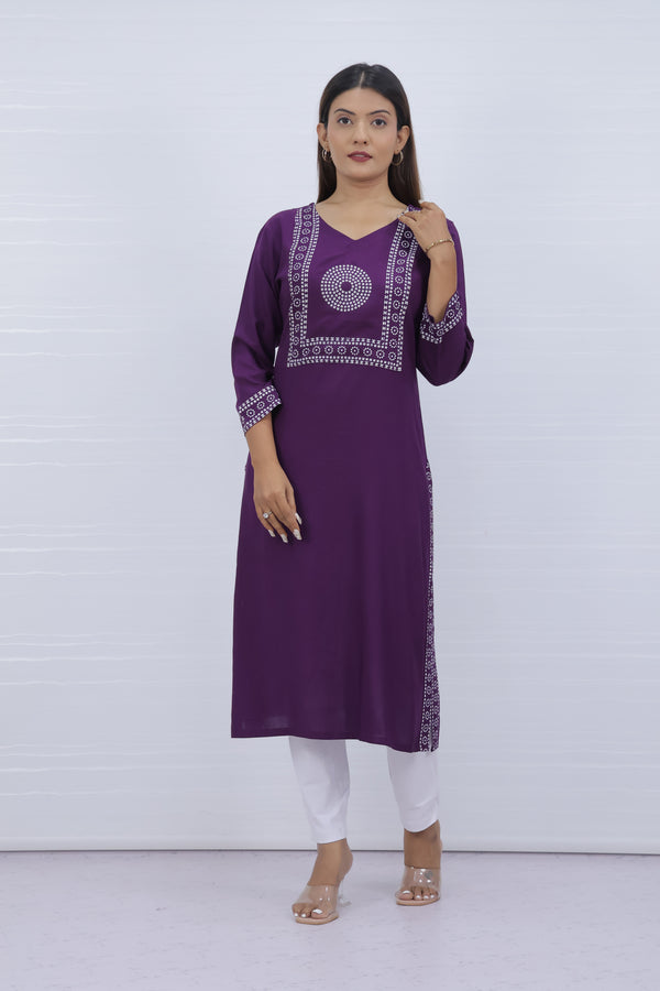 Yami Purple Viscose Rayon Kurti