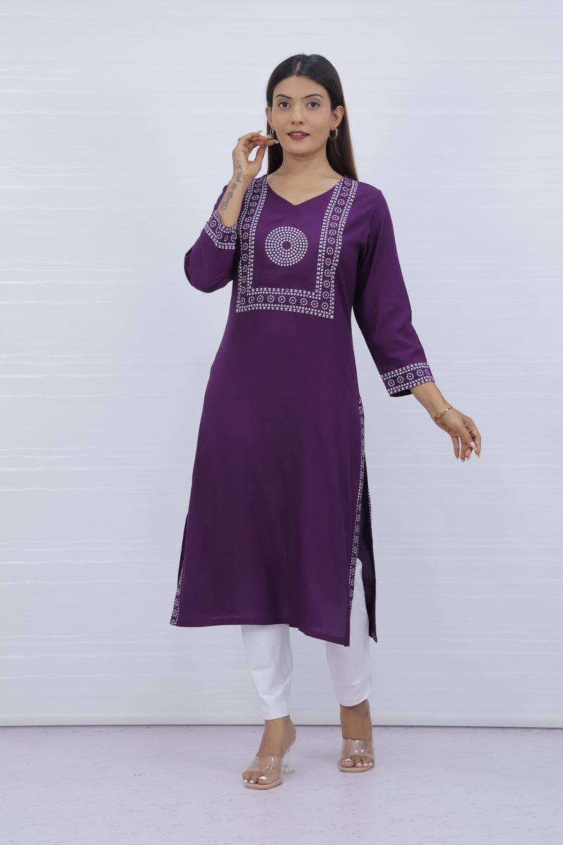 Yami Purple Viscose Rayon Kurti