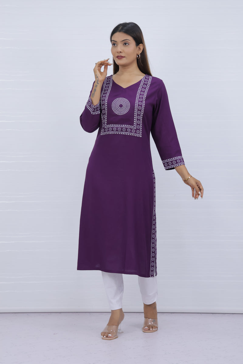 Yami Purple Viscose Rayon Kurti