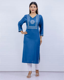 Yami Blue Viscose Rayon Kurti