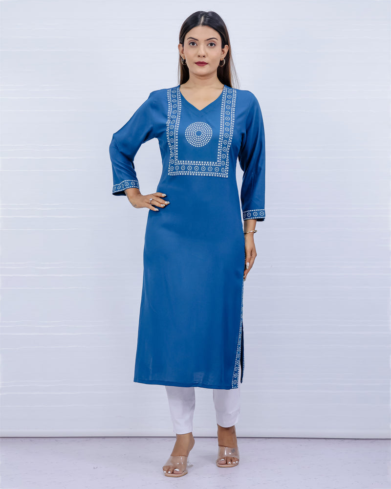 Yami Blue Viscose Rayon Kurti