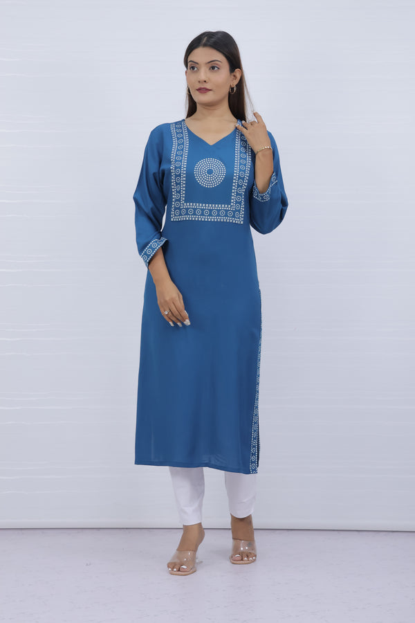 Yami Blue Viscose Rayon Kurti