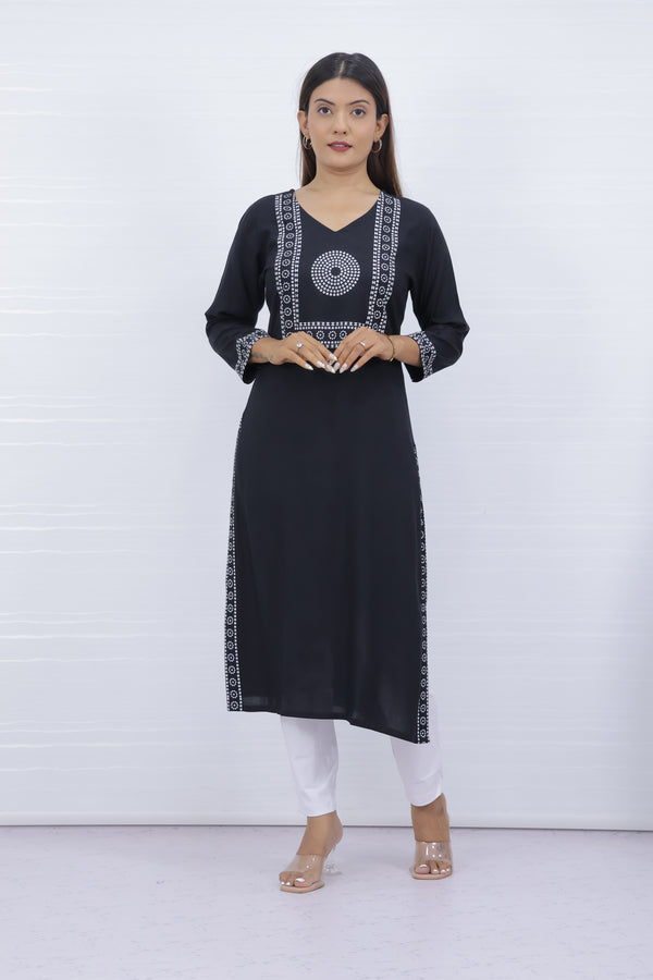 Yami Black Viscose Rayon Kurti
