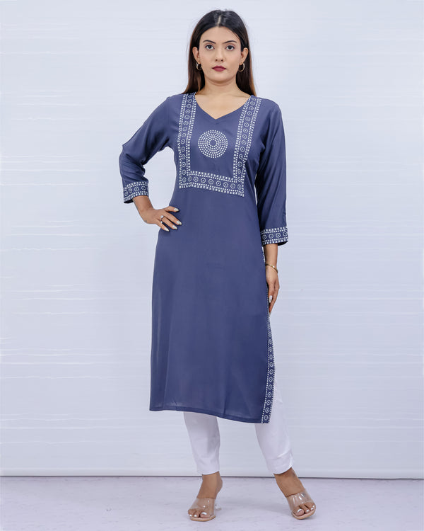Yami Gray Viscose Rayon Kurti