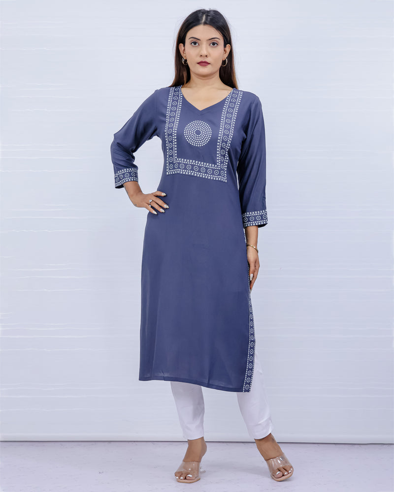 Yami Gray Viscose Rayon Kurti