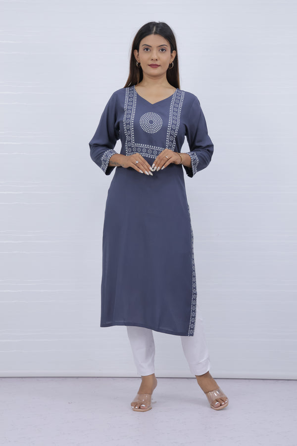 Yami Gray Viscose Rayon Kurti