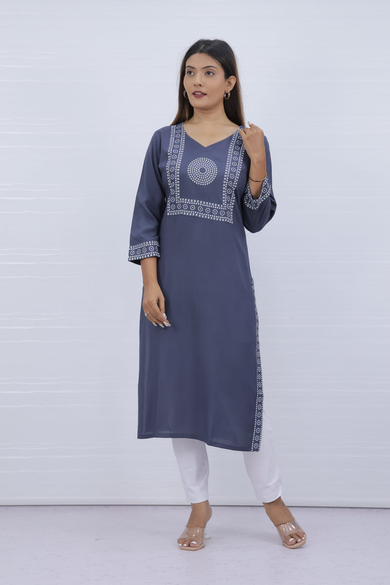 Yami Gray Viscose Rayon Kurti