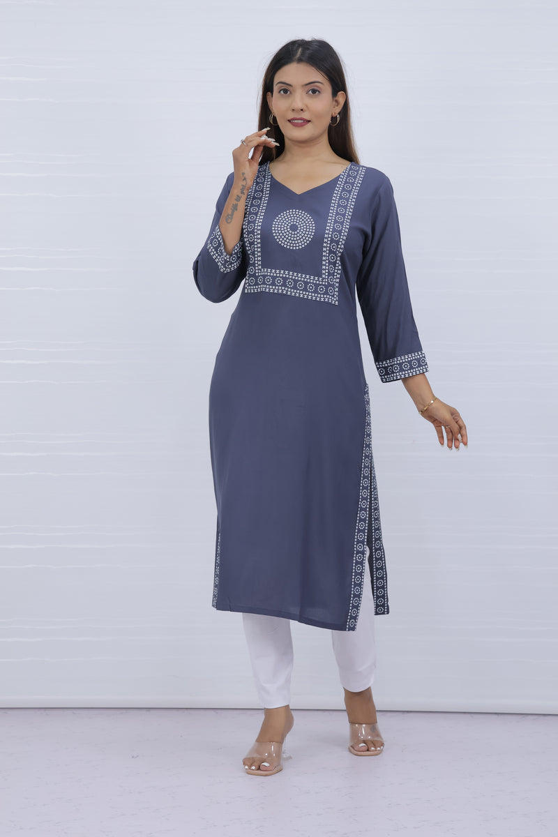 Yami Gray Viscose Rayon Kurti