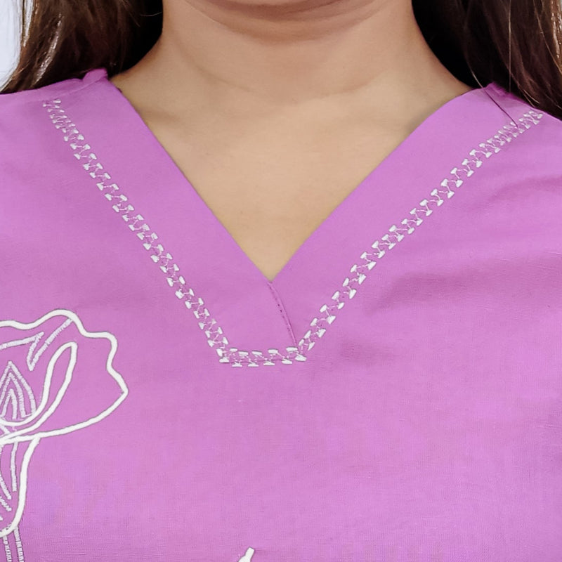 Women Pink Lilen Cotton Short Top