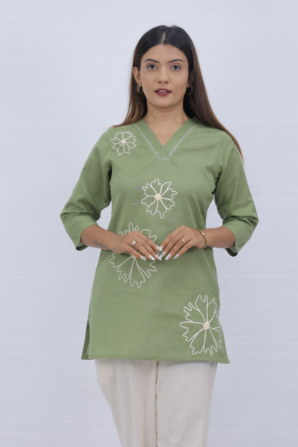 Women Pista Lilen Cotton Short Top