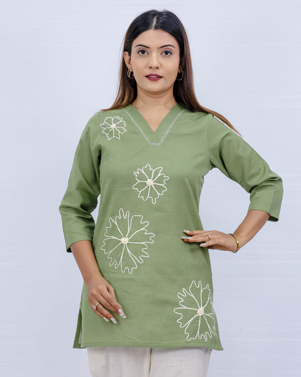 Women Pista Lilen Cotton Short Top