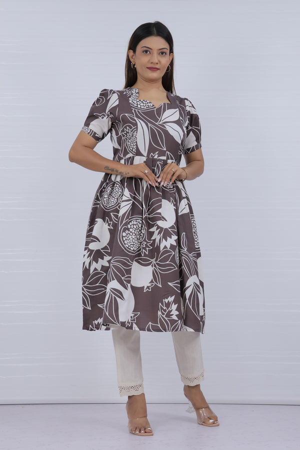 Brown cotton feeding kurti