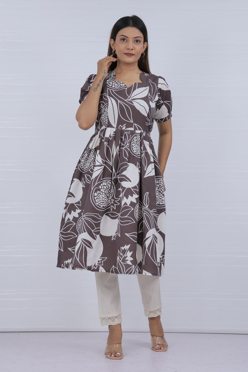 Brown cotton feeding kurti
