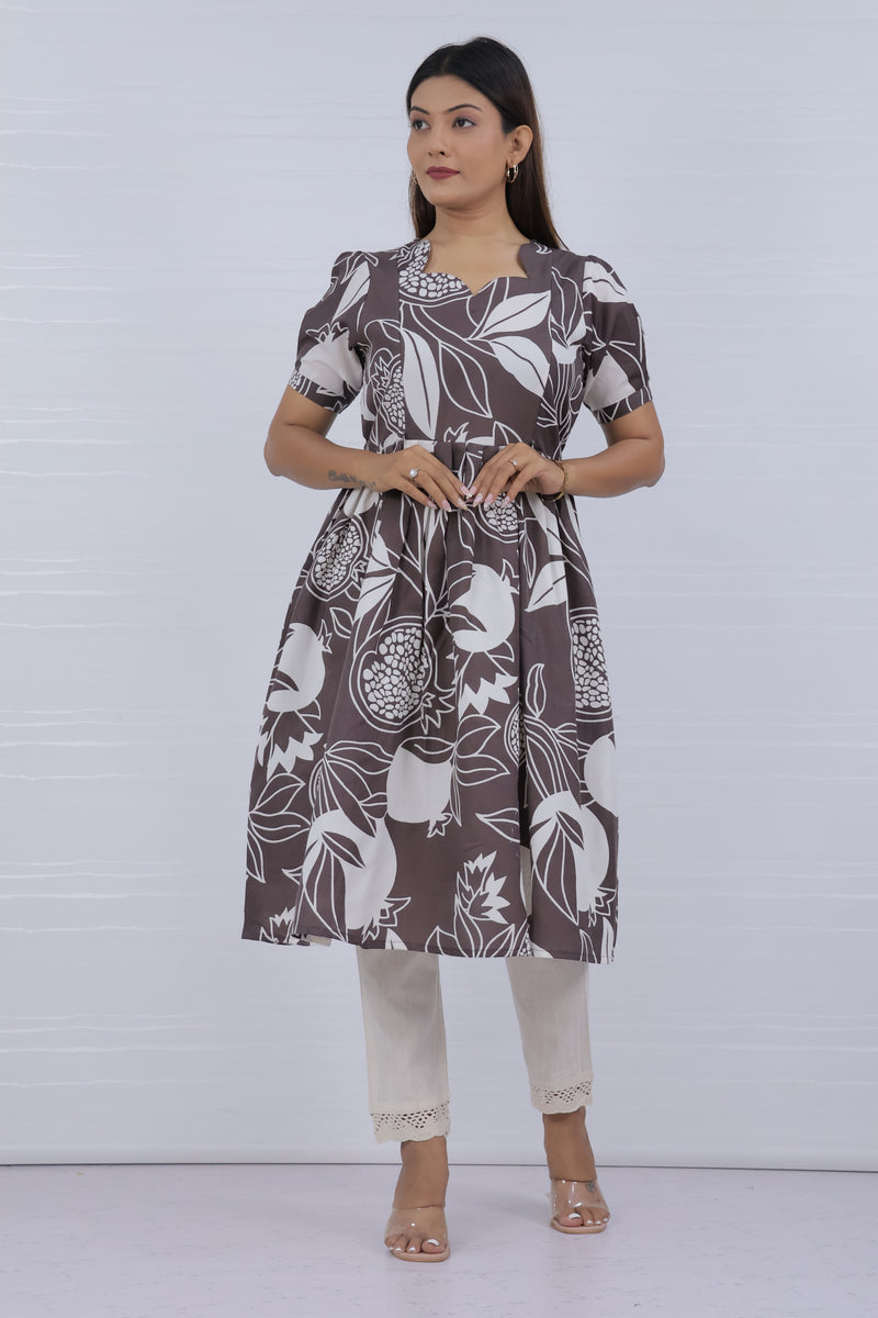 Brown cotton feeding kurti