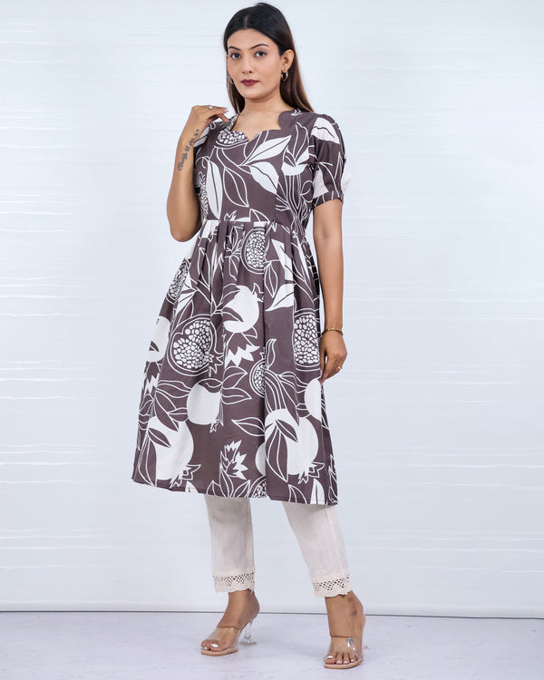Brown cotton feeding kurti