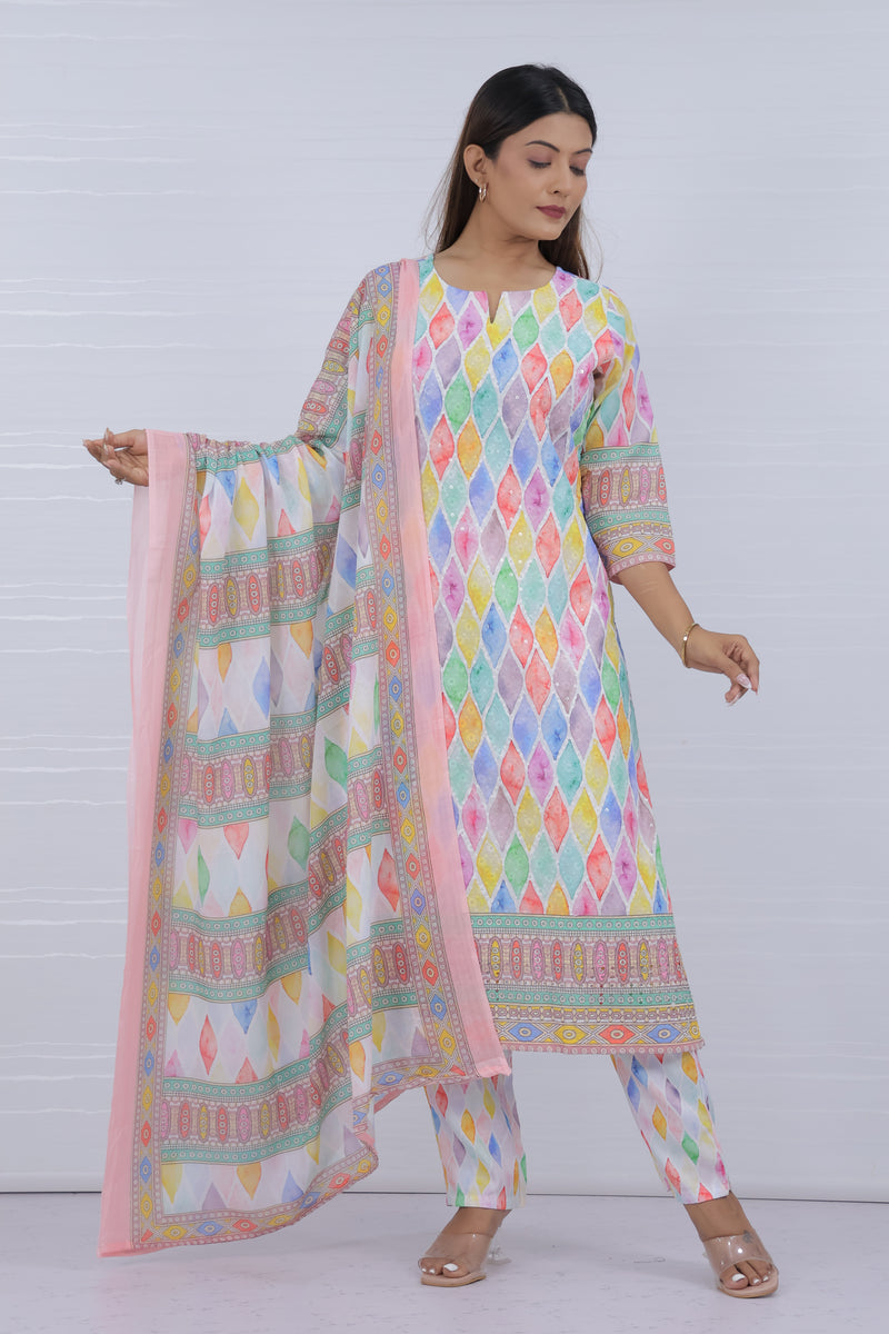 White cotton Designer suit