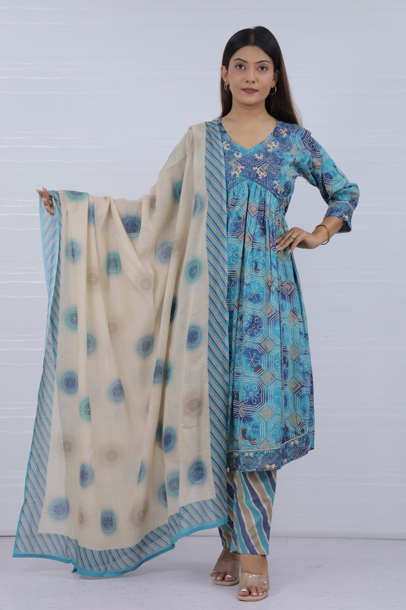 Blue mal cotton suit