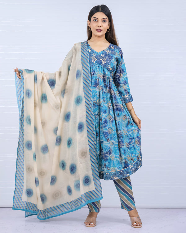 Blue mal cotton suit
