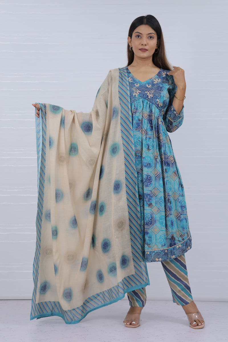 Blue mal cotton suit