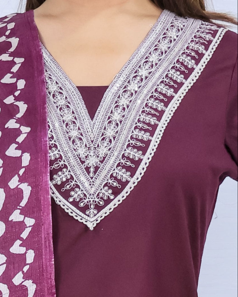 Kaya Purple Flax Cotton Suit