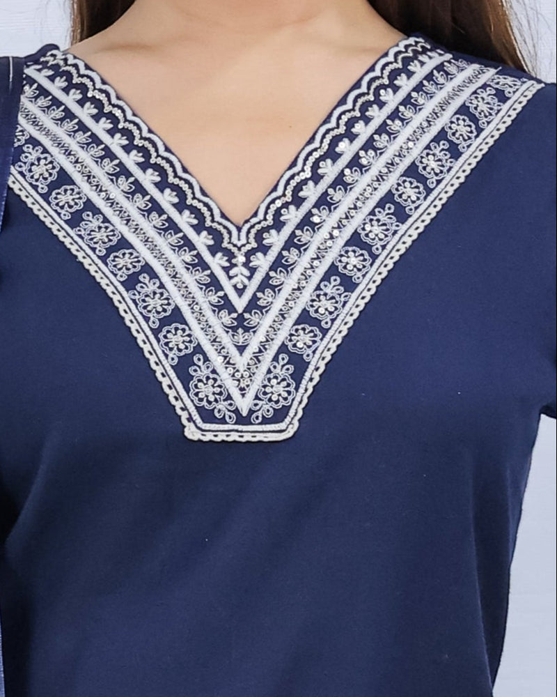 Kaya Navy Blue Flax Cotton Suit