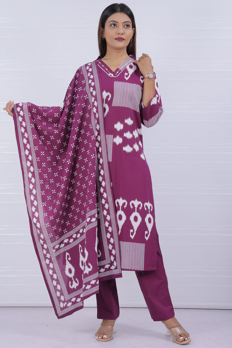 Pure Cotton Kurti Set for Women 3-Piece Suit