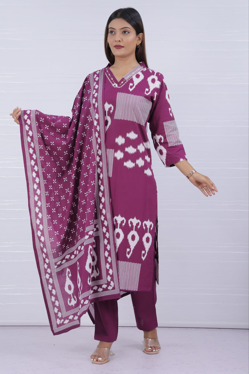 Pure Cotton Kurti Set for Women 3-Piece Suit