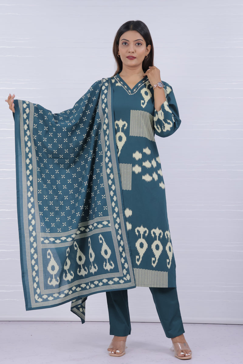 Pure Cotton Kurti Set for Women 3-Piece Suit
