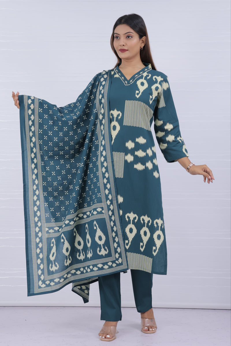 Pure Cotton Kurti Set for Women 3-Piece Suit