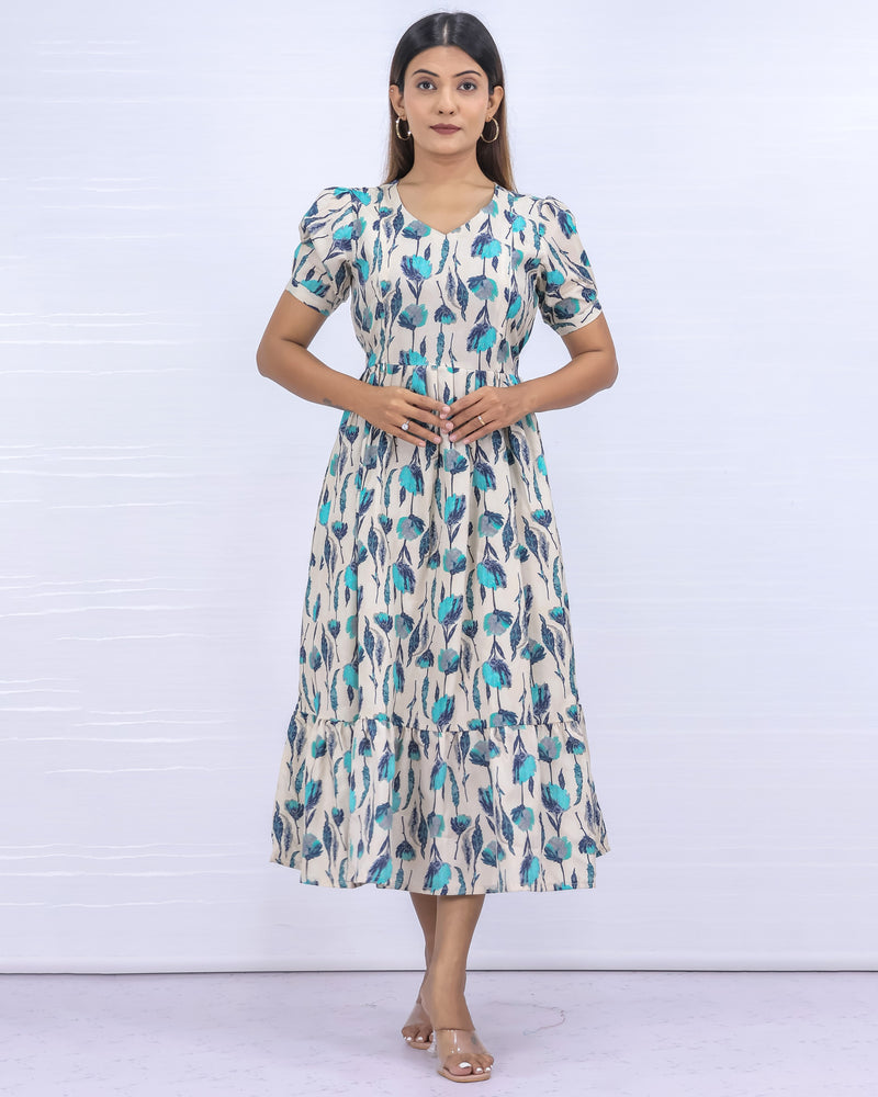 Women's Cotton Brige Maternity Feeding Dress