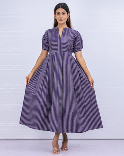 Women's Cotton Purple Maternity Feeding Dress