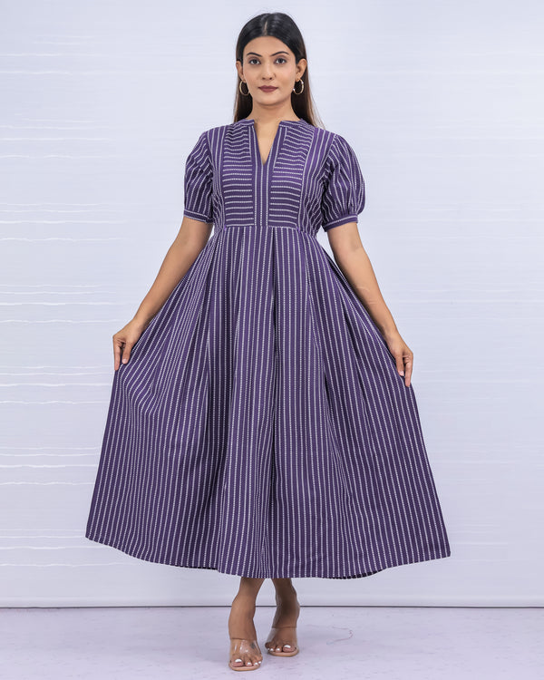 Women's Cotton Purple Maternity Feeding Dress