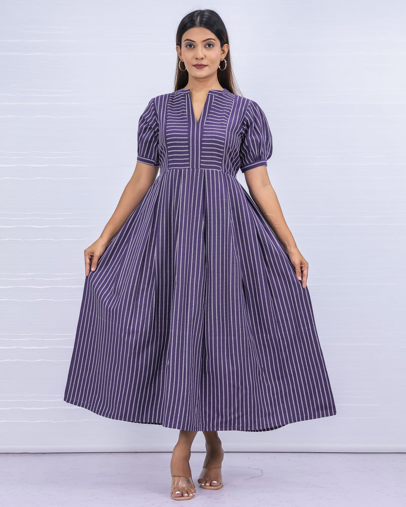 Women's Cotton Purple Maternity Feeding Dress