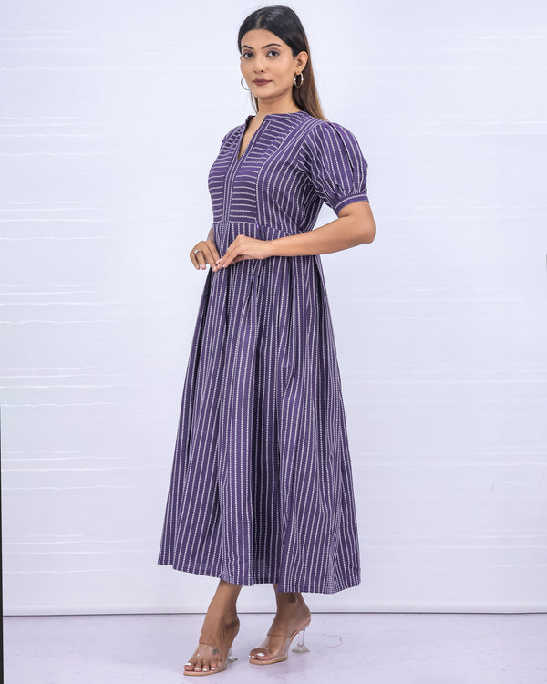 Women's Cotton Purple Maternity Feeding Dress