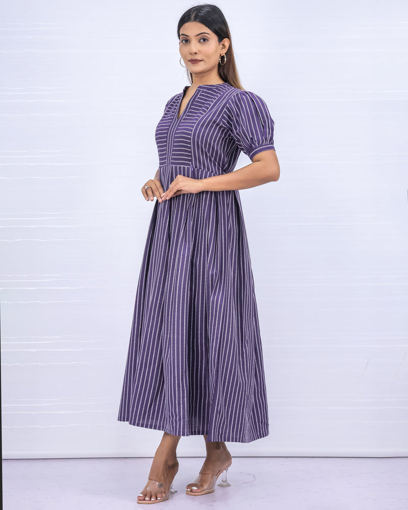 Women's Cotton Purple Maternity Feeding Dress