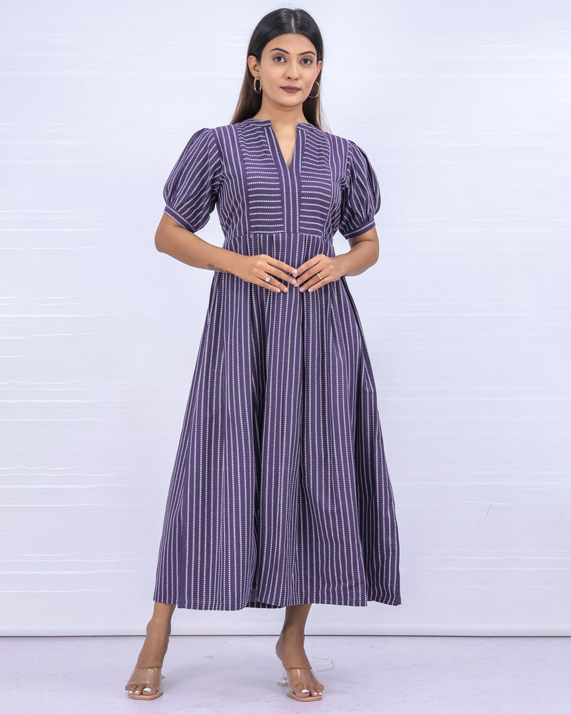 Women's Cotton Purple Maternity Feeding Dress