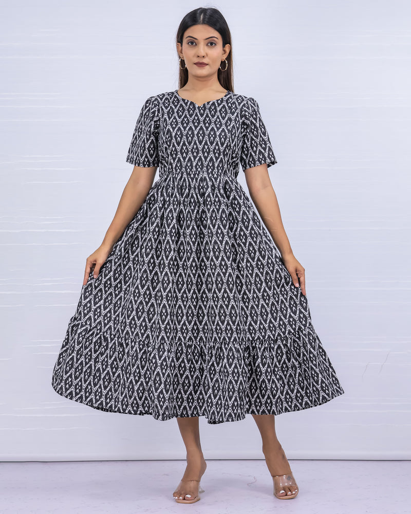 Women's Cotton Black Maternity Feeding Dress