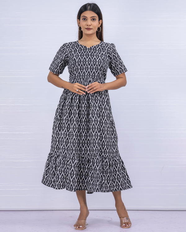 Women's Cotton Black Maternity Feeding Dress