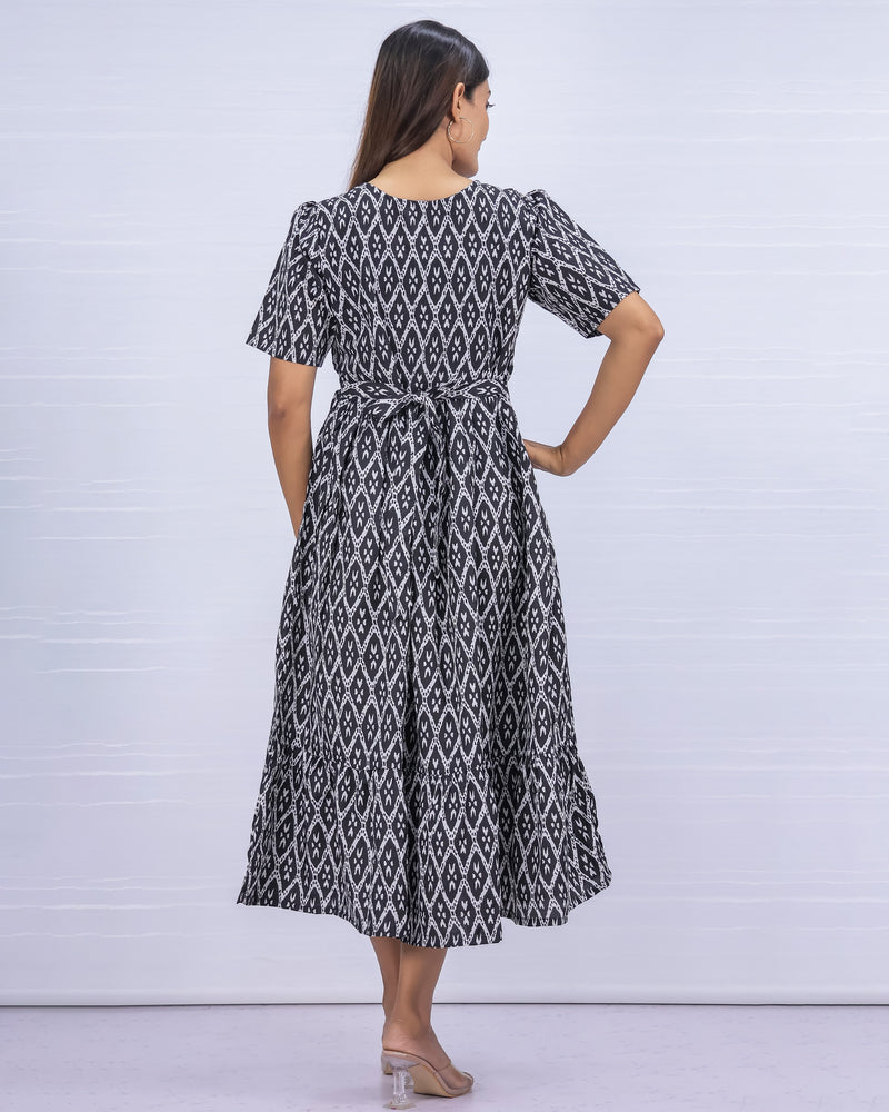 Women's Cotton Black Maternity Feeding Dress