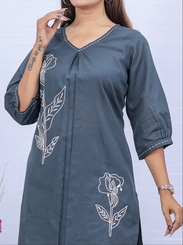 Gray Embroidered Co-ord Set