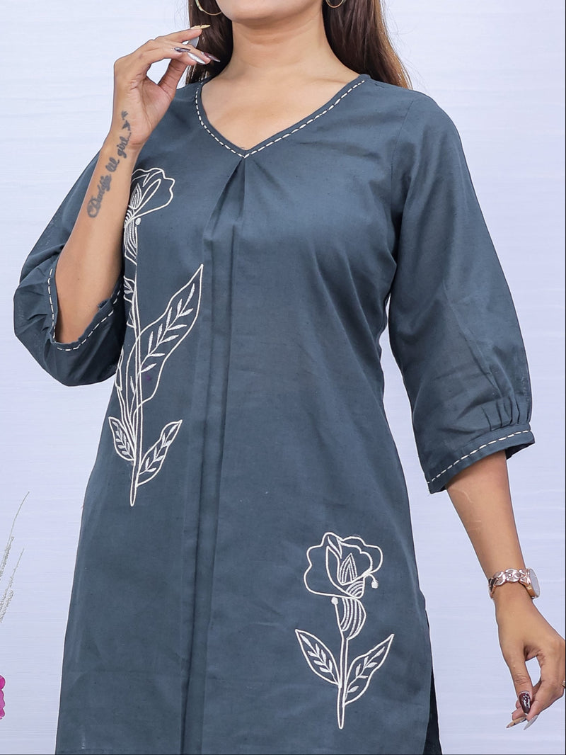 Gray Embroidered Co-ord Set