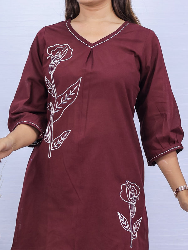 Maroon Embroidered Co-ord Set