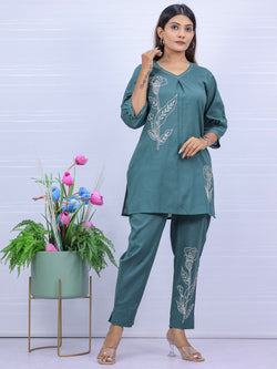 Dusty Blue Embroidered Co-ord Set
