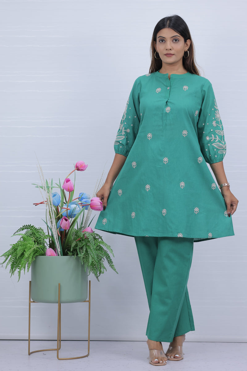Aarika Green Embroidered Co-Ord Set